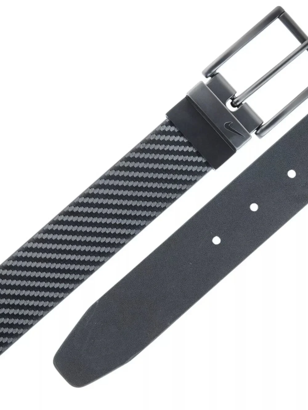 NIKE Golf Belt, Black, Carbon Fiber Textured, Genuine Leather. Size 32.   Chevro